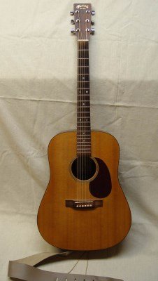 2002 MARTIN USA DREADNOUGHT GUITAR: WITH SCHERTLER BLUESTICK PICK-UP, MARTIN LEATHER STRAP AND HARDSHELL CASE IN GOOD CONDITION
