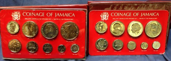 TWO SETS OF UNCIRCULATED COINAGE OF JAMAICA: MINTED AT THE FRANKLIN MINT