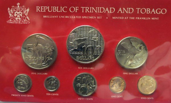 SET OF UNCIRCULATED COINAGE OF TRINIDAD AND TOBAGO: MINTED AT THE FRANKLIN MINT