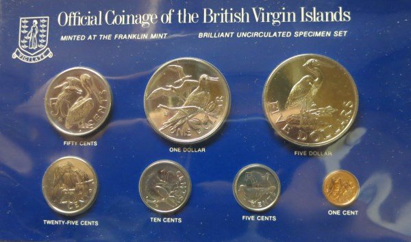 UNCIRCULATED SET COINAGE OF BRITISH VIRGIN ISLANDS: MINTED AT THE FRANKLIN MINT - BRILLIANT UNCIRULATED SPECIMEN SET