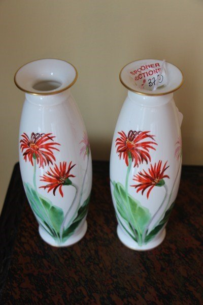 PAIR OF NORITAKE VASES SIGNED M. TSUBBI: CIRCA 1935 8.5" H