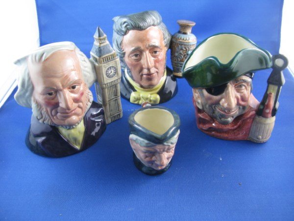 FOUR TOBY MUGS- TWO COLLECTORS CLUB: JOHN DOULTON D6656 - COLLECTORS CLUB SIR HENRY DOULTON D6703 - COLLECTORS CLUB SMUGGLER D6619 GRANNY D6520