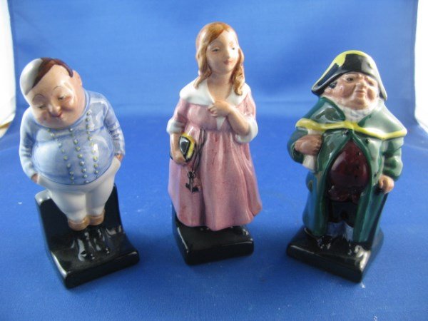 THREE ROYAL DOULTON FIGURINES - CHARLES DICKENS: "BUMBLE", "FAT BOY", "LITTLE NELL" NO HN NUMBERS