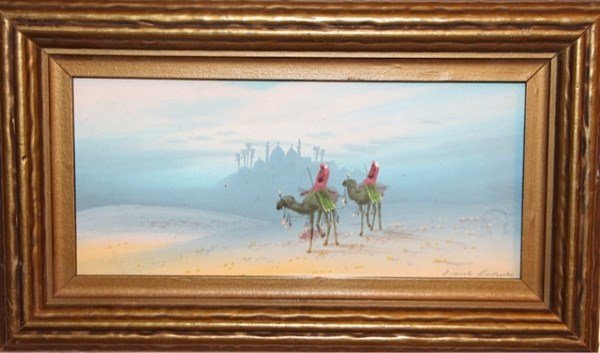 WATERCOLOUR - FRANK HOLMES: AMERICAN 20TH CENTURY, MIDDLE EASTERN SCENE 3.5" X 8"