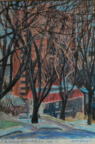 PASTEL DRAWING - JOHN KASYN: CANADIAN (1926-2008) "MONT-ROYAL AT FERNHILL AVE" 10" X 14"