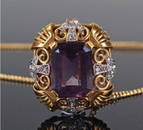 18 KT GOLD AMETHYST AND DIAMOND PENDANT