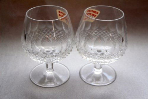 TWO WATERFORD BRANDY GLASSES- COLLEEN PATTERN: 3" H