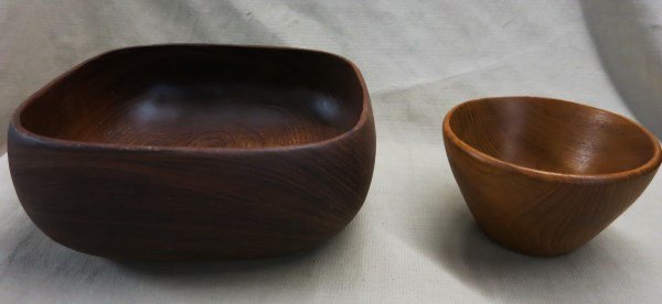 TWO TEAK WOOD BOWLS (1 of 3)
