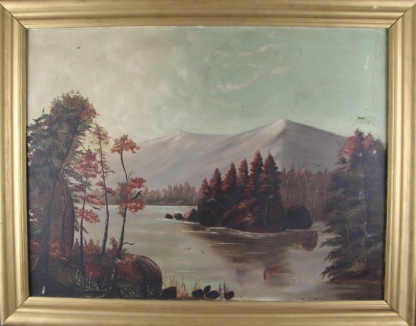 HUDSON RIVER SCHOOL - OIL ON BOARD (1 of 2)