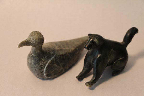 1950'S TWO INUIT STONE CARVINGS OF WILDLIFE (1 of 2)