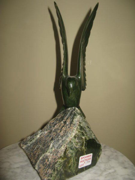 LYLE SOPEL - POLISHED NEPHRITE CARVING OF EAGLE (1 of 4)