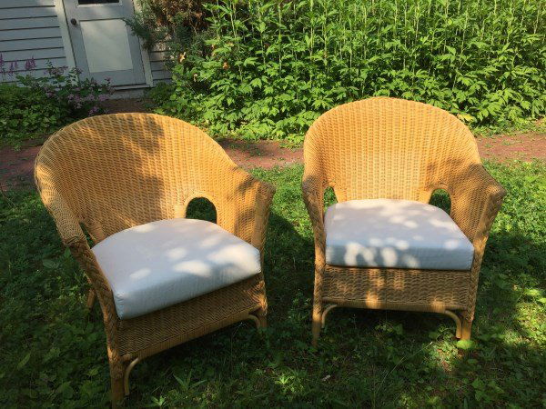 PAIR WICKER ARMCHAIRS (1 of 1)