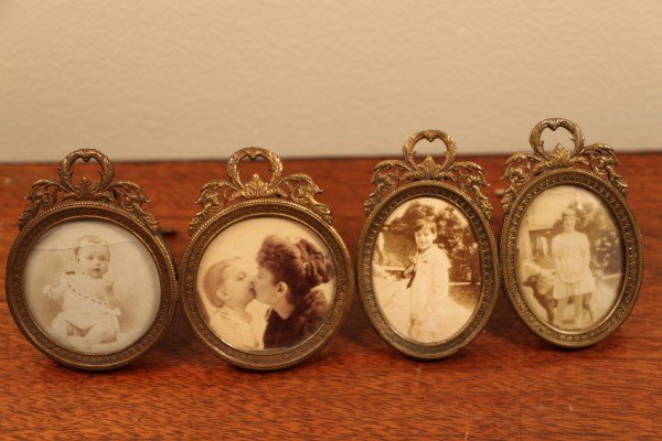 TWO SETS OF BRONZE PICTURE FRAMES: 3" H