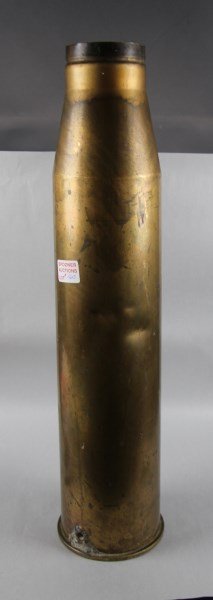 LARGE BRASS SHELL CASE: DATED 1958 MARKED 2CPP TO BASE 24.5" H ** CANNOT BE SHIPPED - PICK UP ONLY**