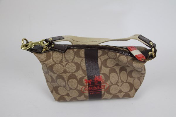 COACH C-PATTERNED LIGHT BROWN LEATHER PURSE (1 of 3)