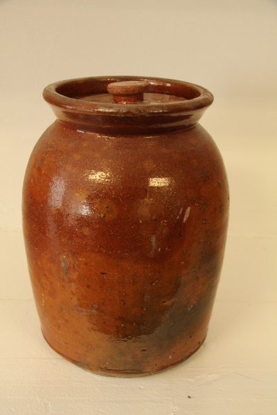 REDWARE COVERED CROCK (1 of 1)