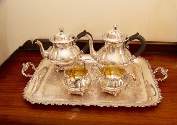 FIVE PIECE SILVER PLATED TEA SERVICE (1 of 1)