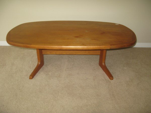 TEAK OVAL COFFEE TABLE: 55" X 29"