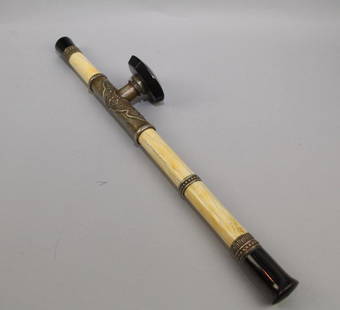 ANTIQUE CHINESE IVORY OPIUM PIPE: 16.75" L**THIS ITEM CANNOT BE SHIPPED OUTSIDE OF CANADA**