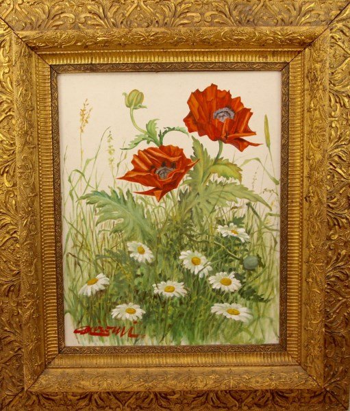 MARIO AIROMI - OIL ON CANVAS: ITALIAN/CANADIAN (1892-1976) UNTITLED WILD POPPIES 20 X 16 IN/ 51 X 41 CM