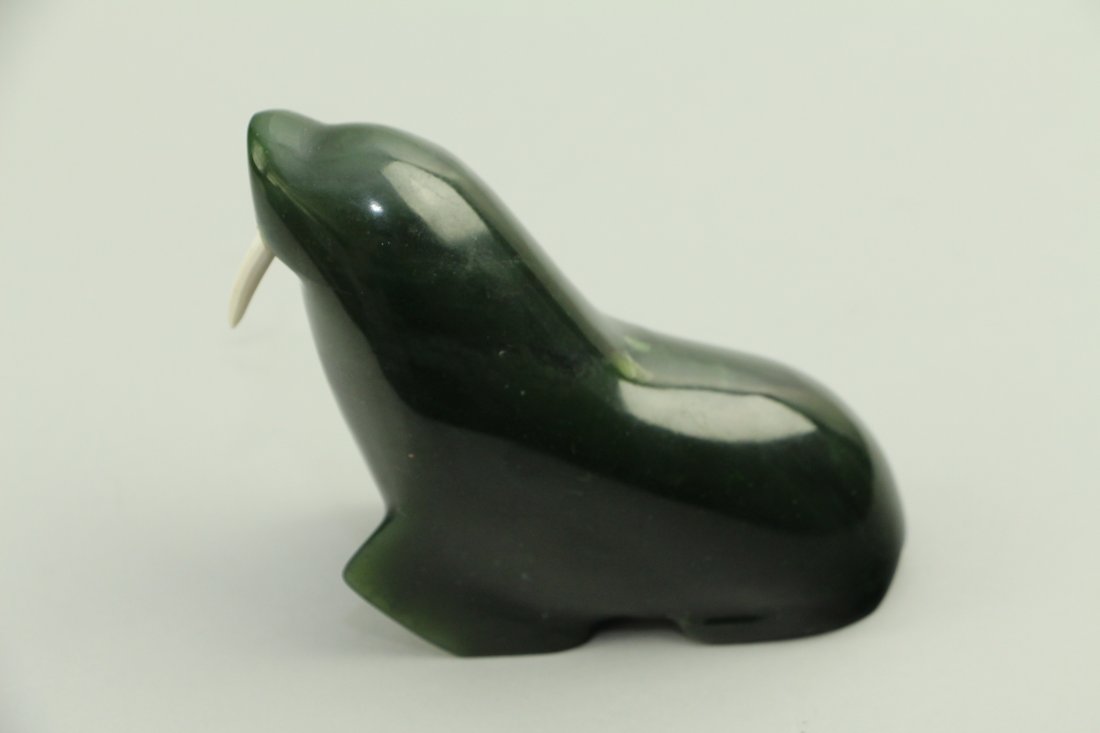 DAVID WONG - SIGNED GREEN JADE WALRUS (1 of 3)