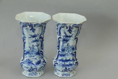 PAIR DUTCH 18TH CENTURY BLUE VASES