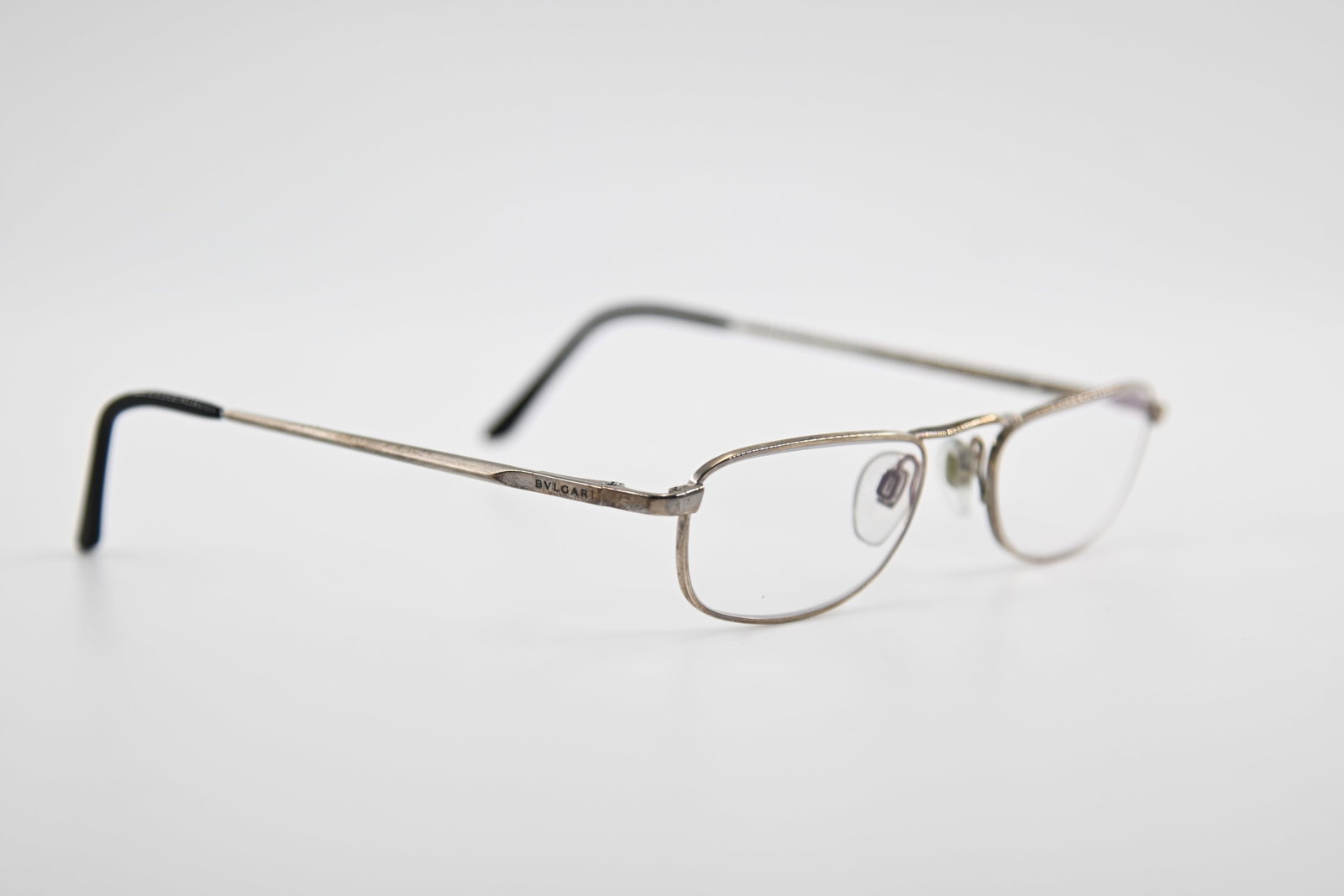 Bvlgari Silver Tone Metal Reading Eyeglass Frames Slim Rectangular - 6