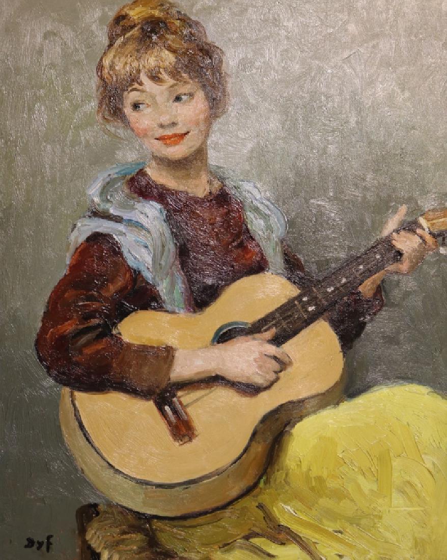 Marcel Dyf (French, b.1899-1985) Portrait: Portrait of Claudine. Oil on Canvas. H: 28" X W: 23", H: 38" X W: 33.25" Framed.