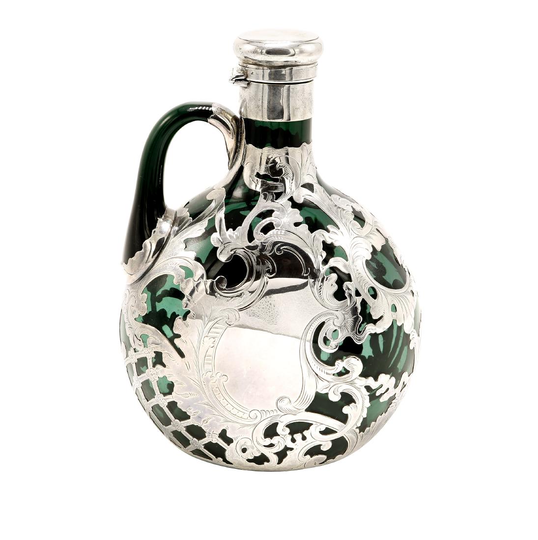 Gorham Sterling Silver Overlay Green Decanter (1 of 5)
