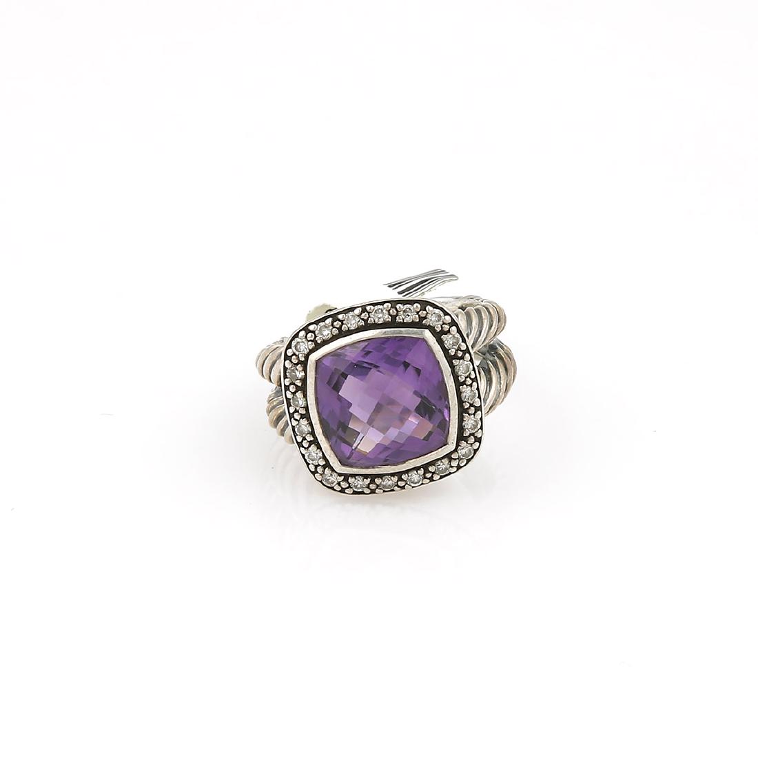 David Yurman Silver Amethyst & Diamond Ring (1 of 3)