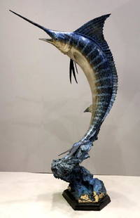 Robert Wyland (American, b.1956) Life Size Bronze: Life Size Marlin Polychrome Bronze. H: 60" X W: 22" X D: 22".