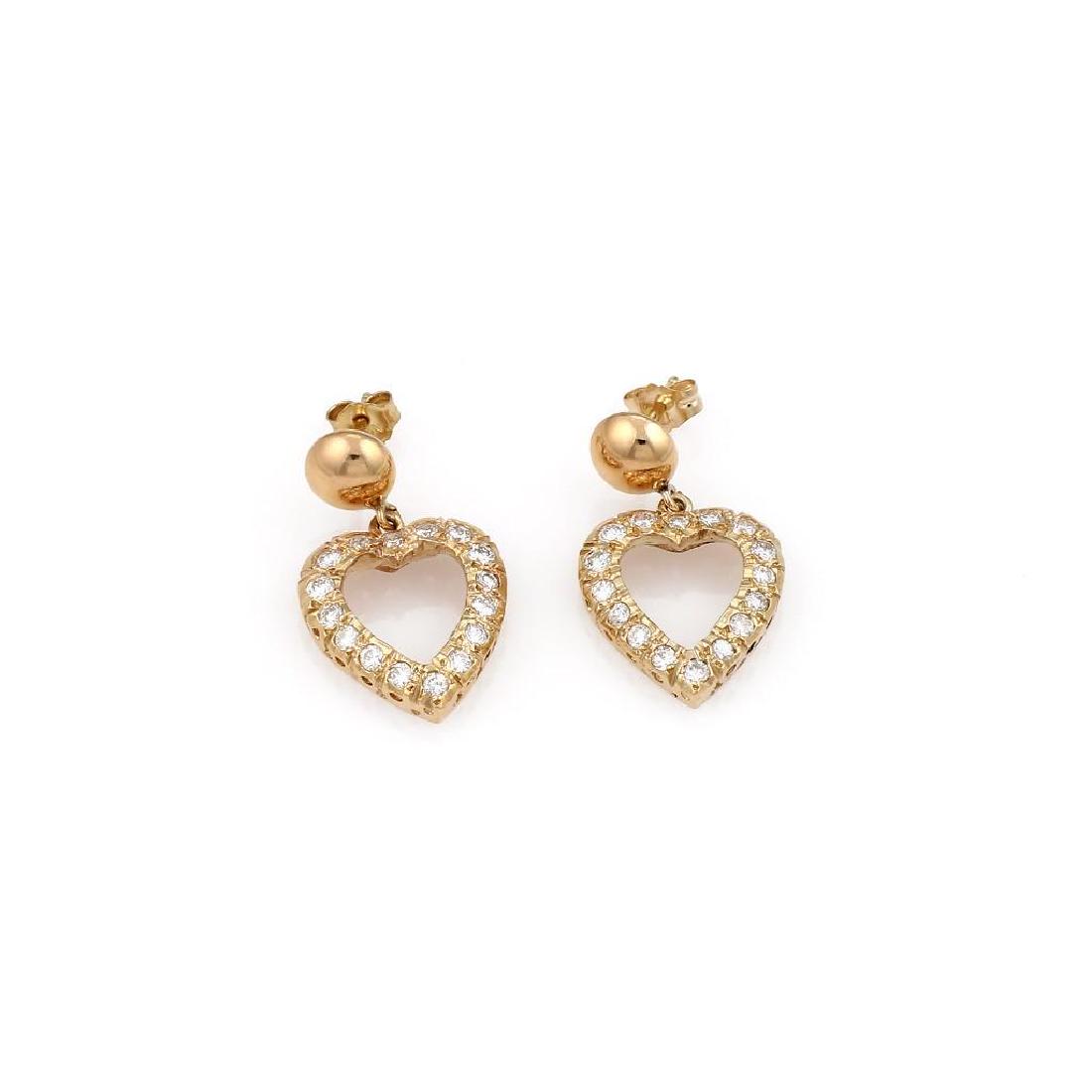14K Yellow Gold Diamond Heart Dangle Earrings (1 of 2)