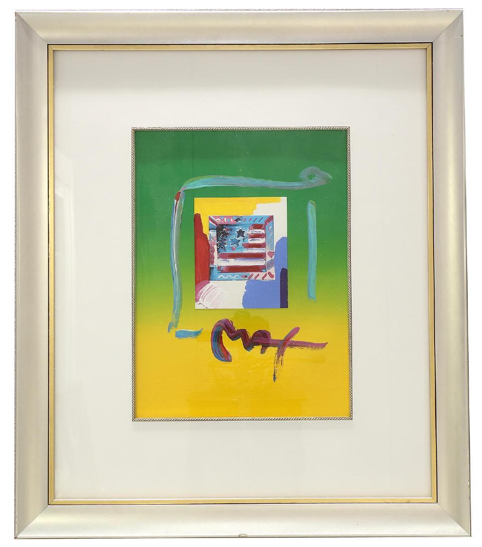 Peter Max Flag with Hearts Original Mixed Media (1 of 3)