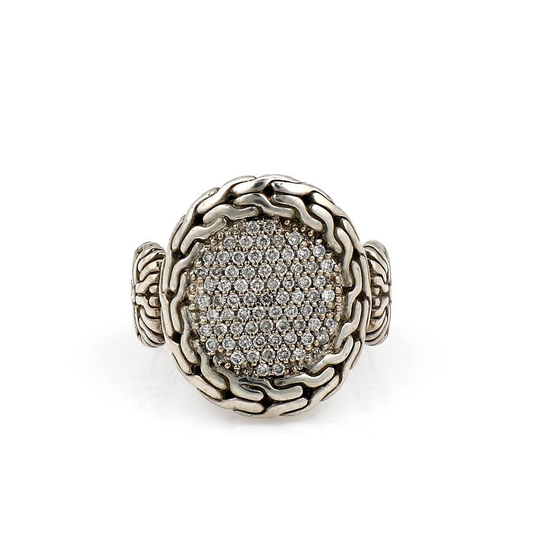 John Hardy Sterling Classic Chain Pave Diamond Ring -NR (1 of 3)