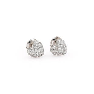 18K White Gold Cartier Pave Diamond Heart Stud Earrings: 18K White Gold Cartier Pave Diamond Heart Stud Earrings featuring 1.25ctw of diamonds with E-F color and VS clarity. Original Retail Value $16,000.00. They measure 10mm x 10mm and weigh 4.5 grams. WPM