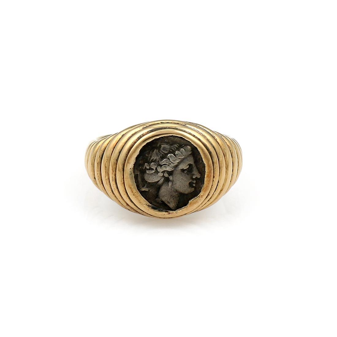 Bvlgari Bulgari 18k Yellow Gold Roman Coin Ring