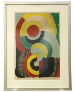 Sonia Delaunay (French, 1885-1979) Lithograph Icon 1970: Color lithograph by Sonia Delaunay French, 1885-1979). Year of work 1969. Signed bottom right. Sonia Delaunay was a Ukrainian-born French artist, who spent most of her working life in Paris and,