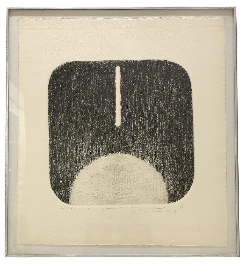 Bernard Childs (American, born 1910) Holocaust 1964: Benard Childs "Holocaust" intaglio engraving, signed and dated 1964. it is also numbered 1/1. In overall very good condition. Does have a couple of marks here or there, please see photos. Measures 21 