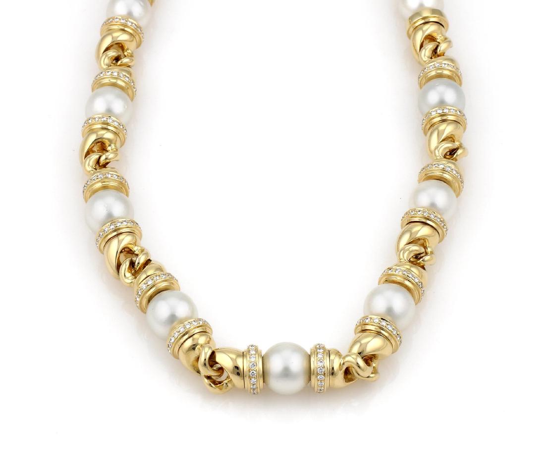 18k Yellow Gold South Sea Pearl and Diamond Necklace (1 of 3)