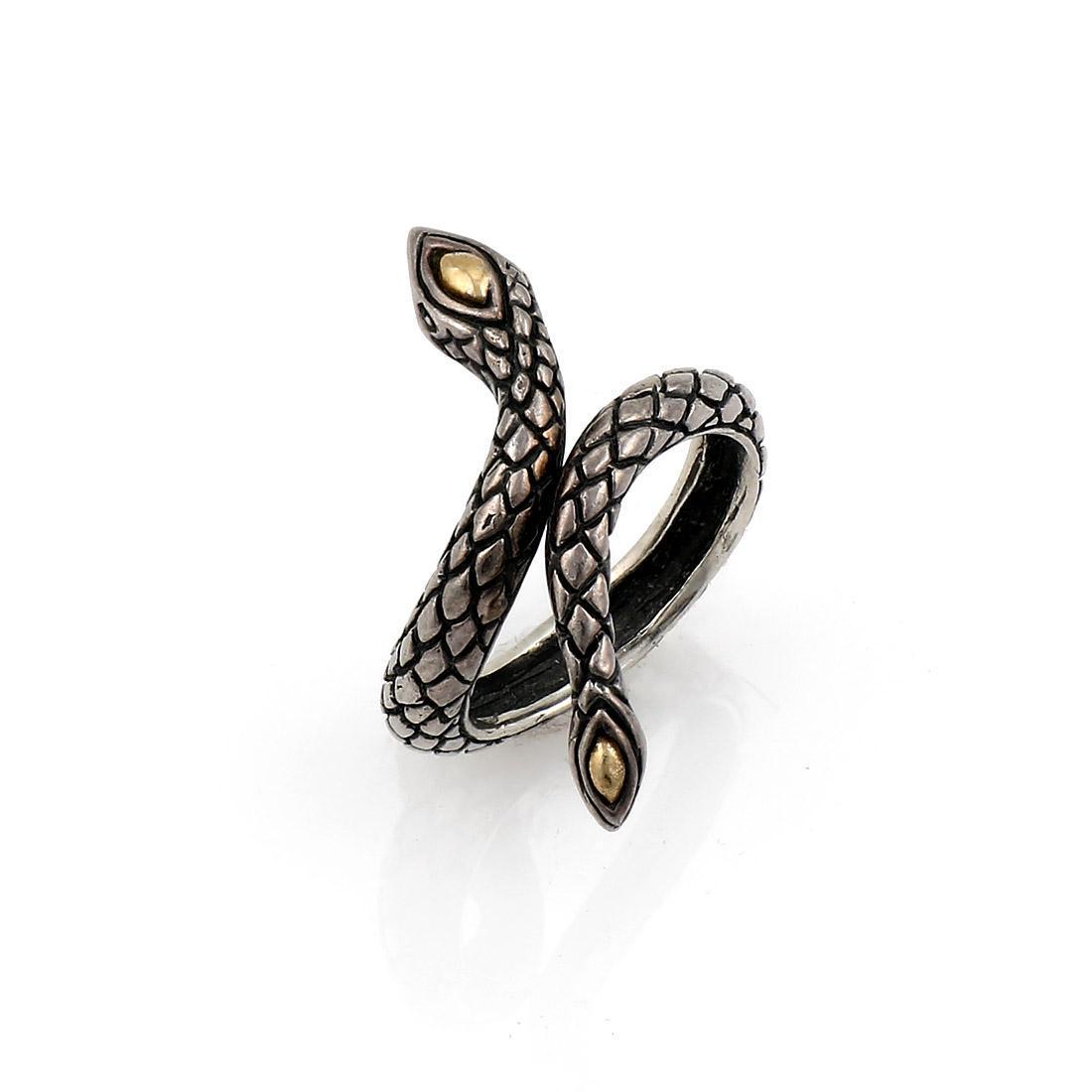 2 Tone Sterling & 18K Yellow Gold Snake Bypass Ring (1 of 3)