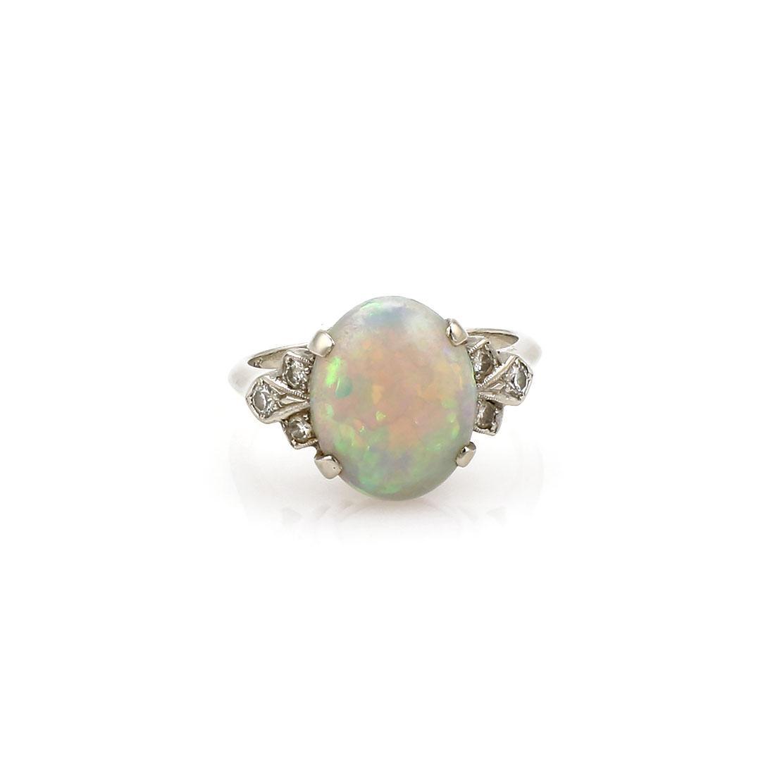 White Gold Opal and Diamond Right Hand Ring (1 of 3)