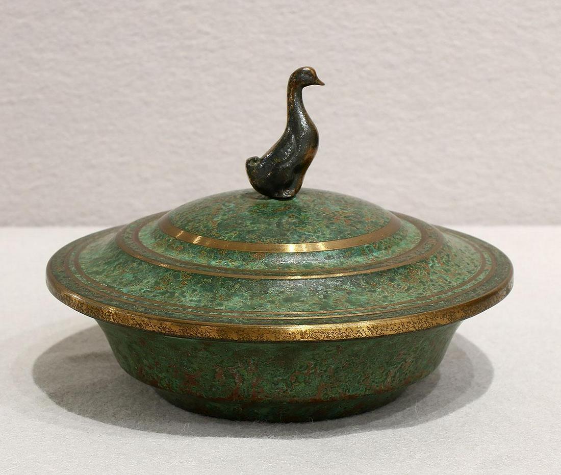 Carl Sorensen Bronze Covered Dish Duck Motif (1 of 3)