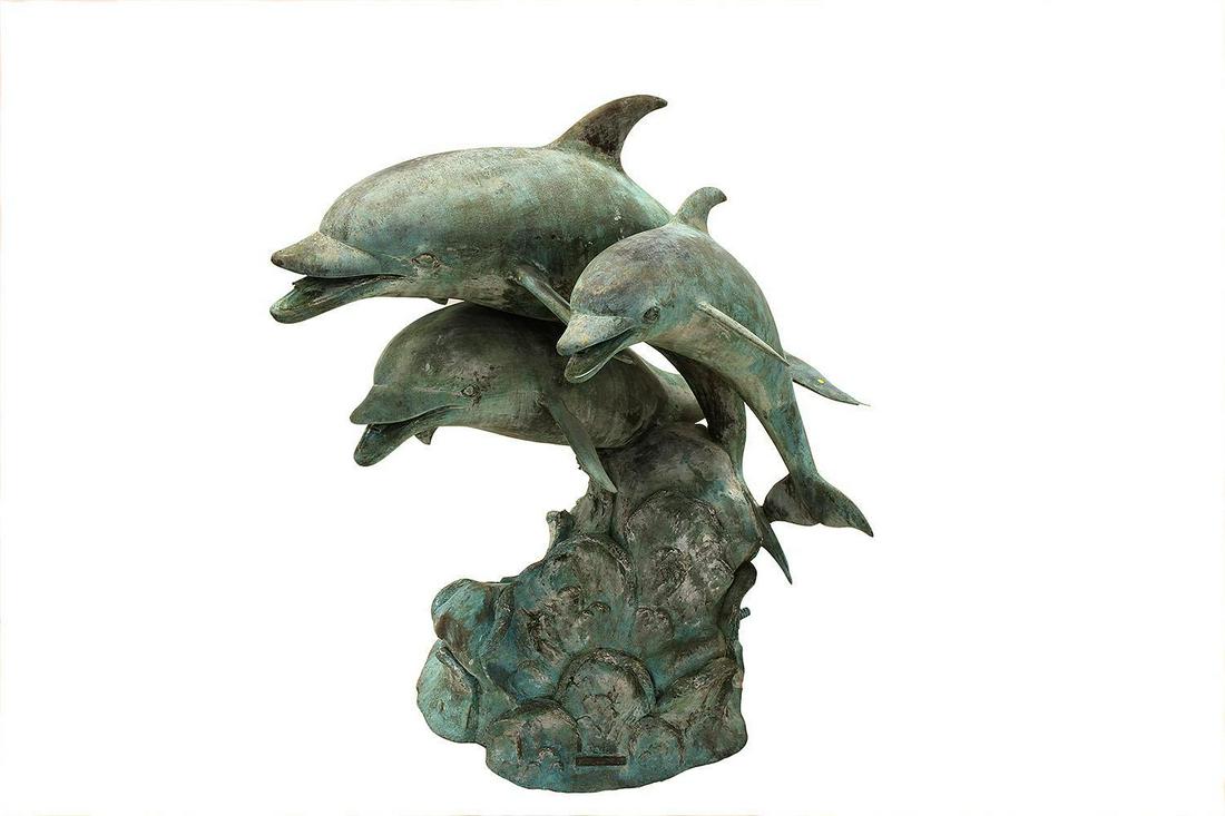 Leonardi Rossi Bronze Working Fountain of 3 Dolphins (1 of 2)