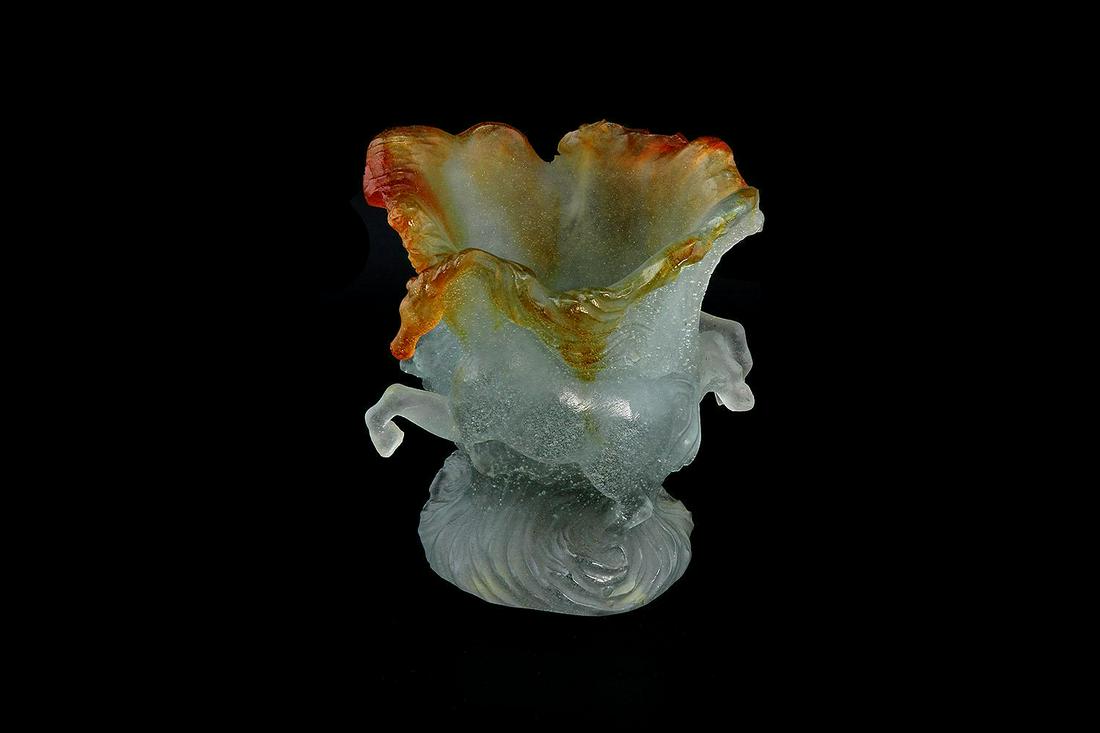 Daum Pate Verre Horse Figural Vase: Signed Daum 4.75"H x 4"W No Issues With Box Please review all photos closely. Contact us for more detailed information if necessary. Market Auctions Inc. is not responsible for any errors or omissions