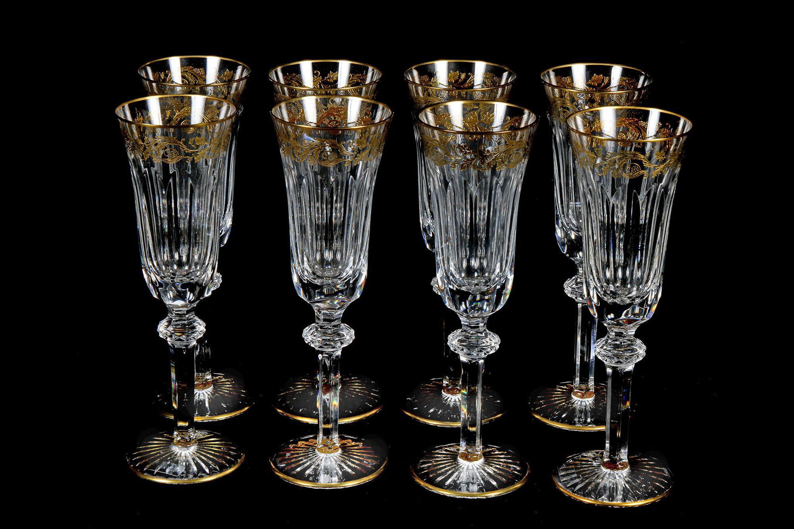 Set of 8 Christofle Marly Champagne Crystal Flutes (1 of 1)
