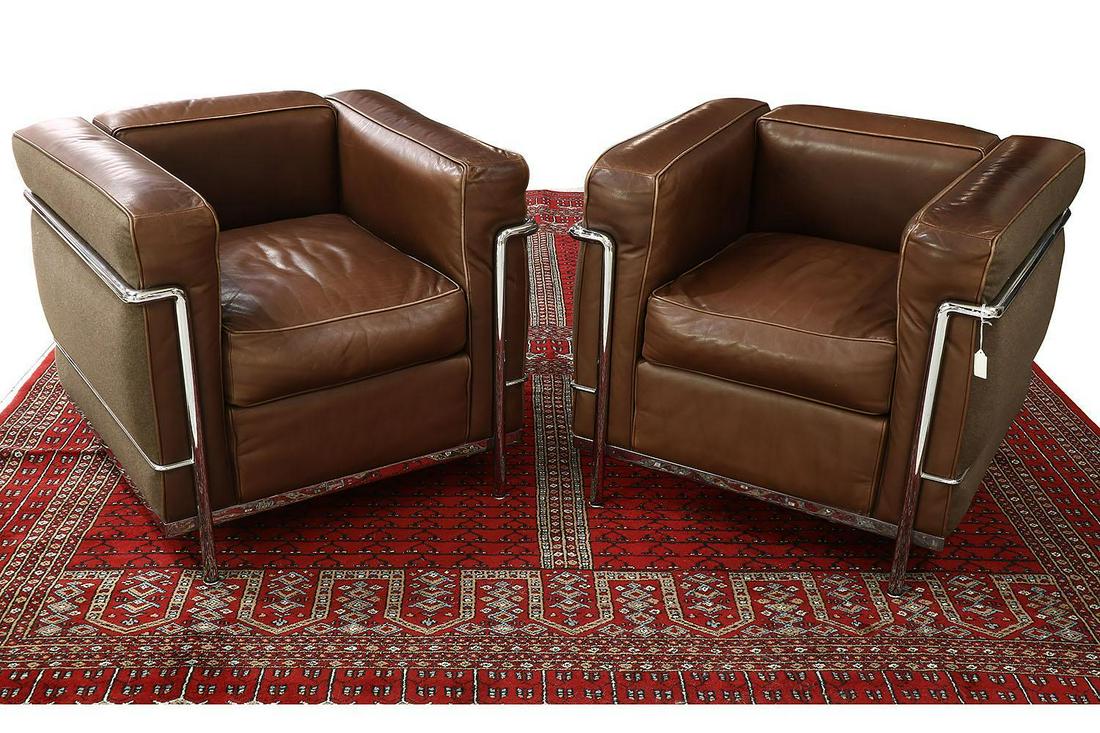 Pair of Brown LC2 Cassina Leather Arm Chairs (1 of 5)