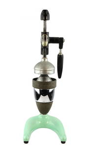 Antique Hamilton Beach Citrus Juicer: Antique Hamilton Beach Citrus Juicer. Measures - 22" high. Condition - some enamel loss on base. We are not glass experts and have tried to identify the pieces to the best of our ability. 