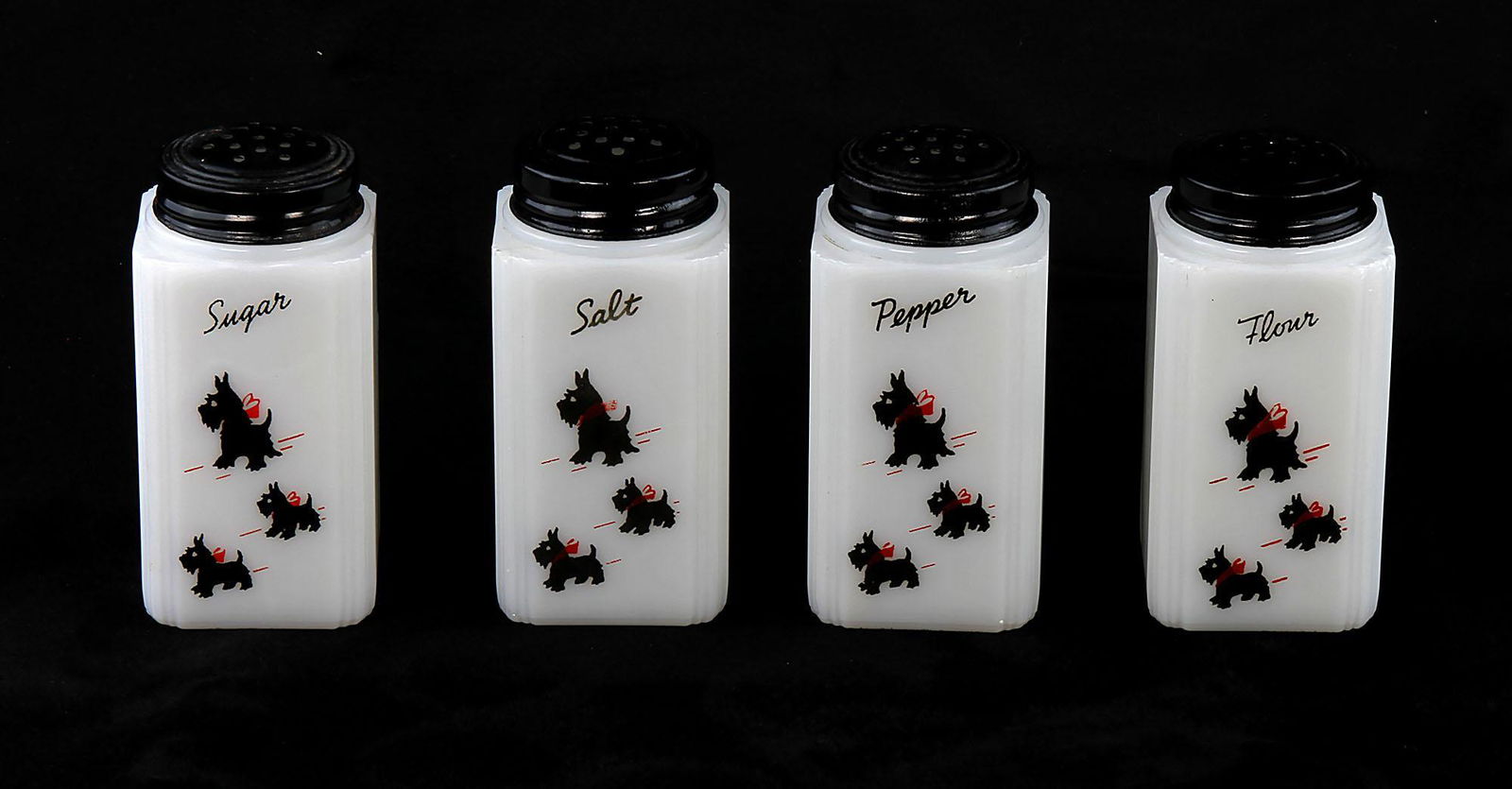 Vintage Depression Glass 3 Black Scotties Range Shaker (1 of 1)