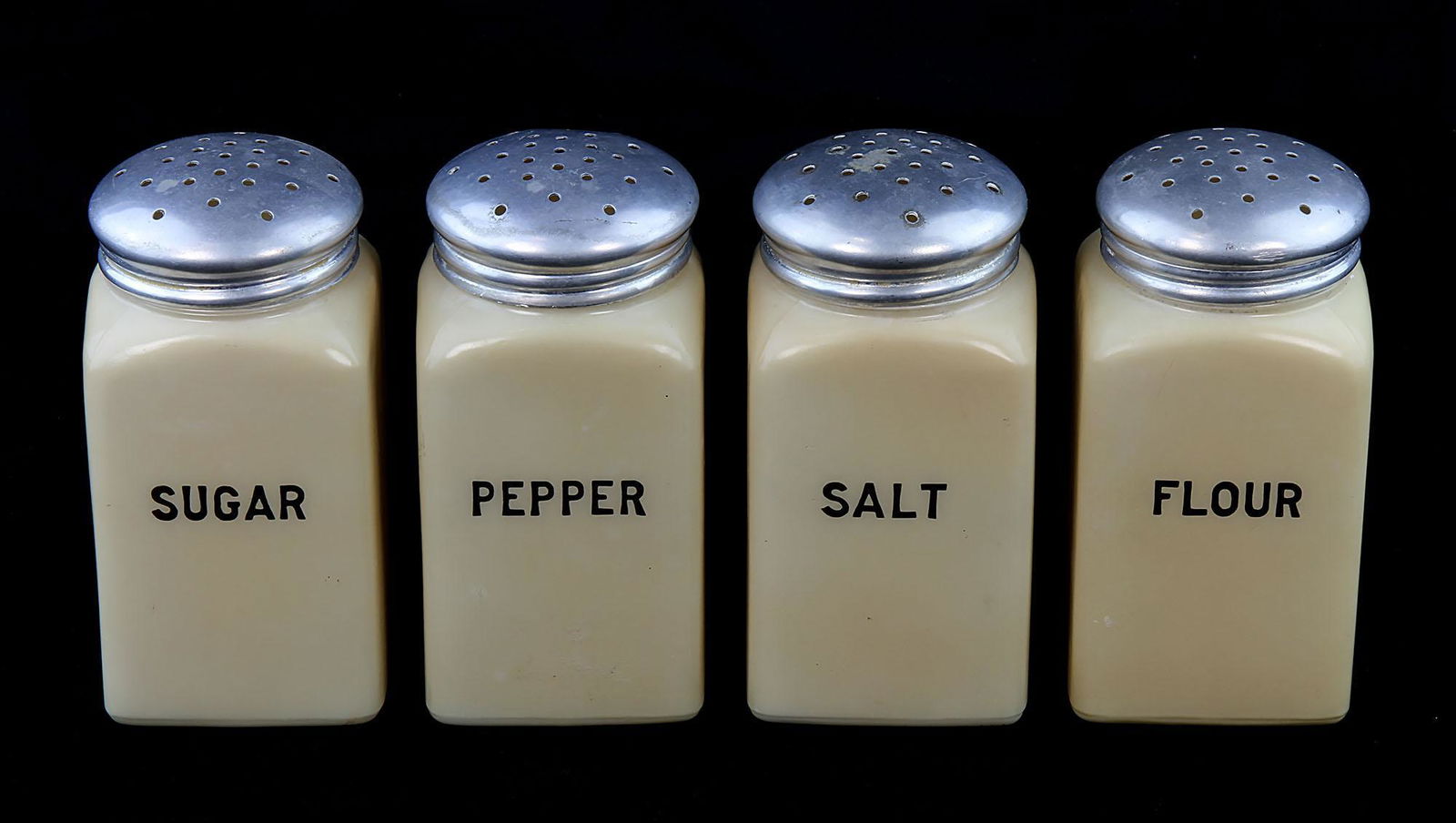 Vintage Depression Glass McKee Custard Shaker Set (1 of 1)