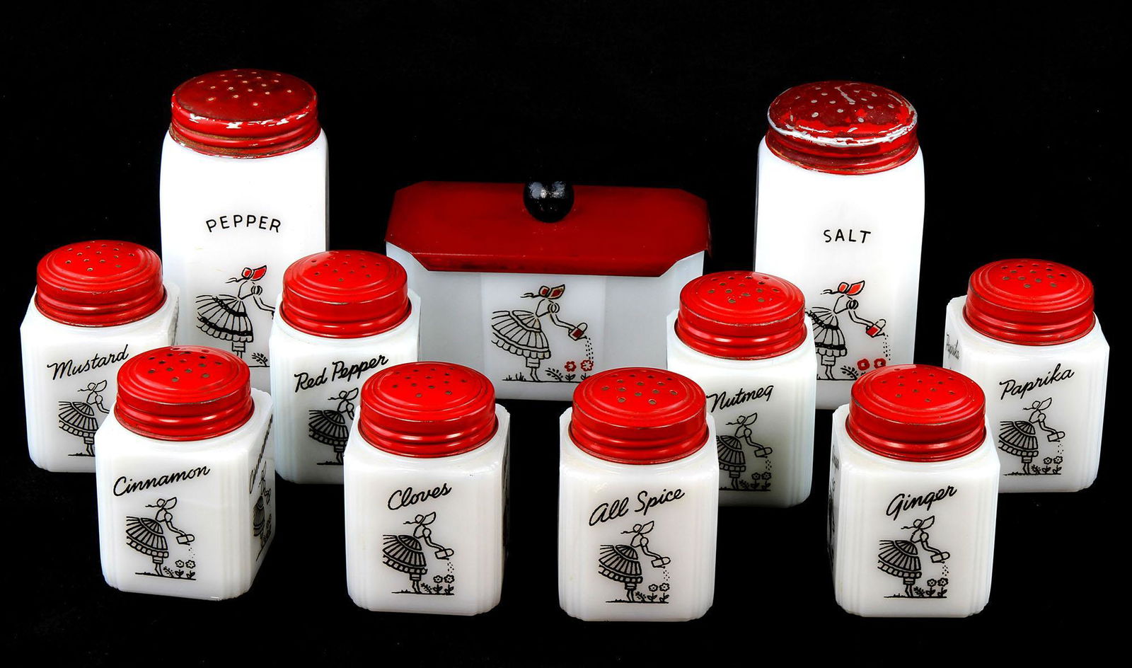 Vintage Depression Glass Shaker Salt & Pepper Spice Set (1 of 1)